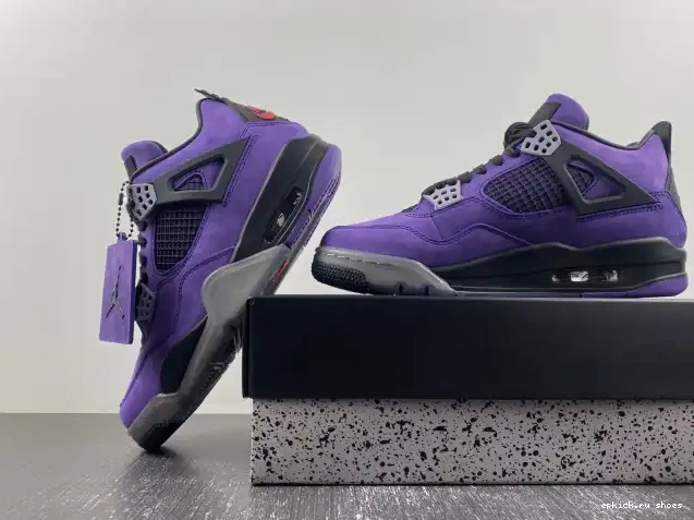 Cheap Purple Jordan 4 Air x Scott Travis Suede 0501